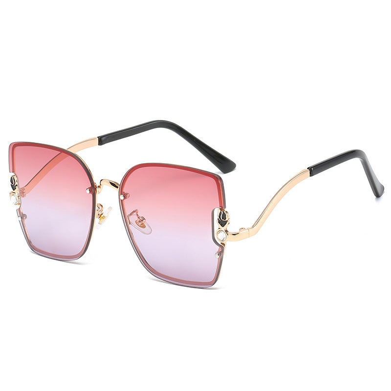 Gafas de Sol Semi-Sin Montura Dorada — Lente Degradada