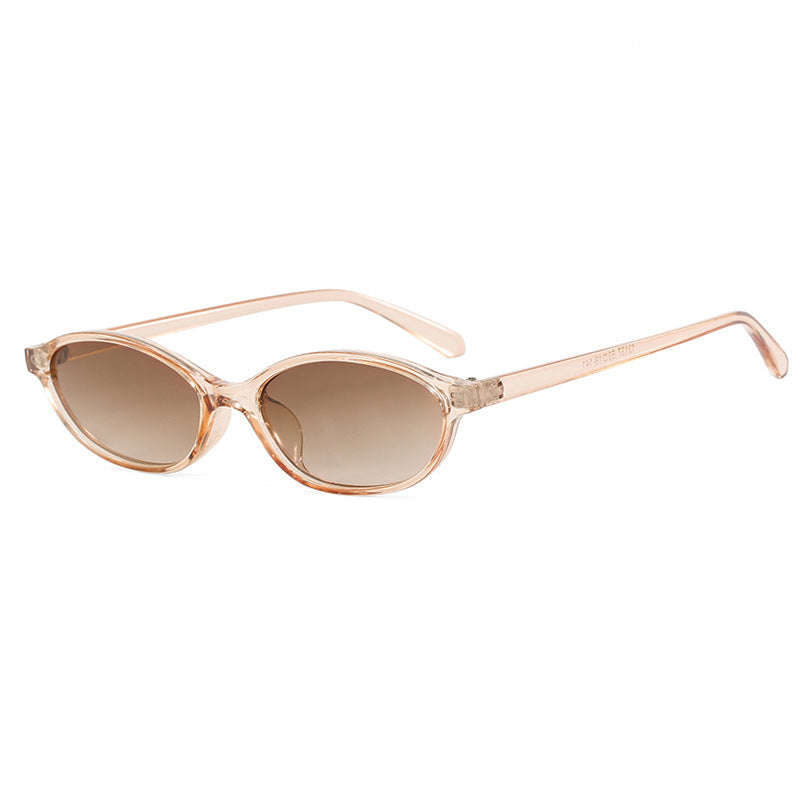 Gafas de sol ovaladas mini slim champán/marrón — montura ultrafina estilo 90s | Cientosiete