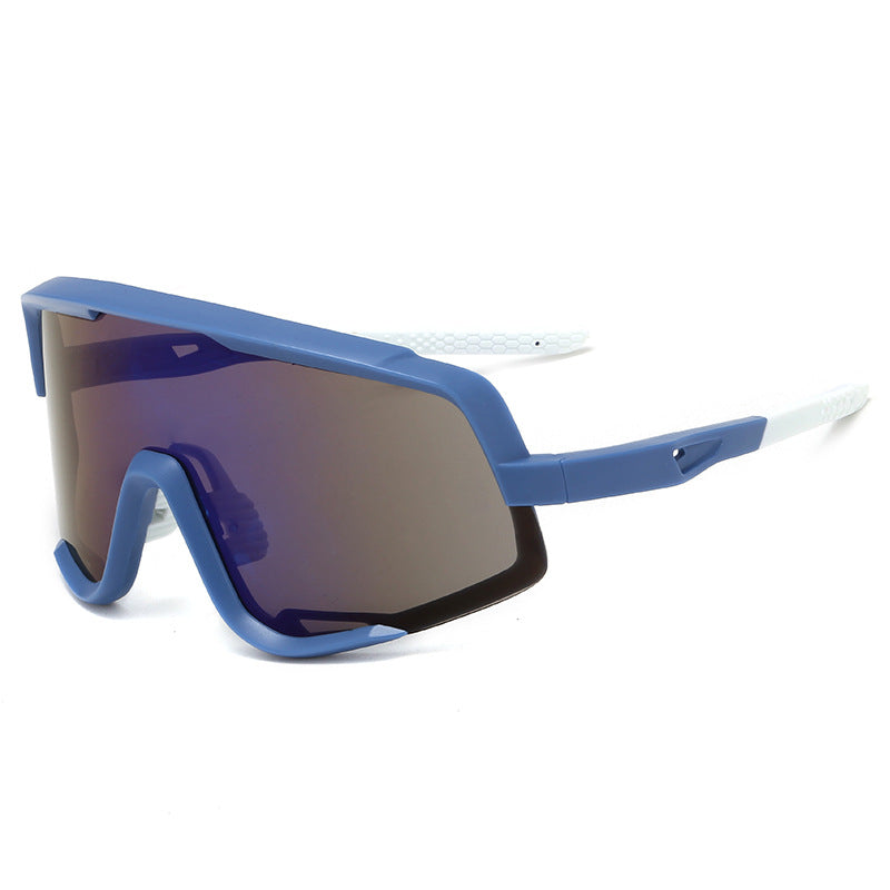 BLUE/BLUE: Gafas de sol deportivas shield azul/azul — lente panorámica espejada para ciclismo | Cientosiete