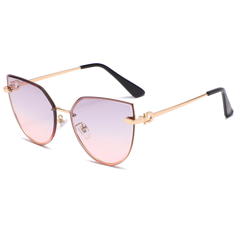 Gafas de Sol Cat-Eye Sin Montura — Patilla Dorada