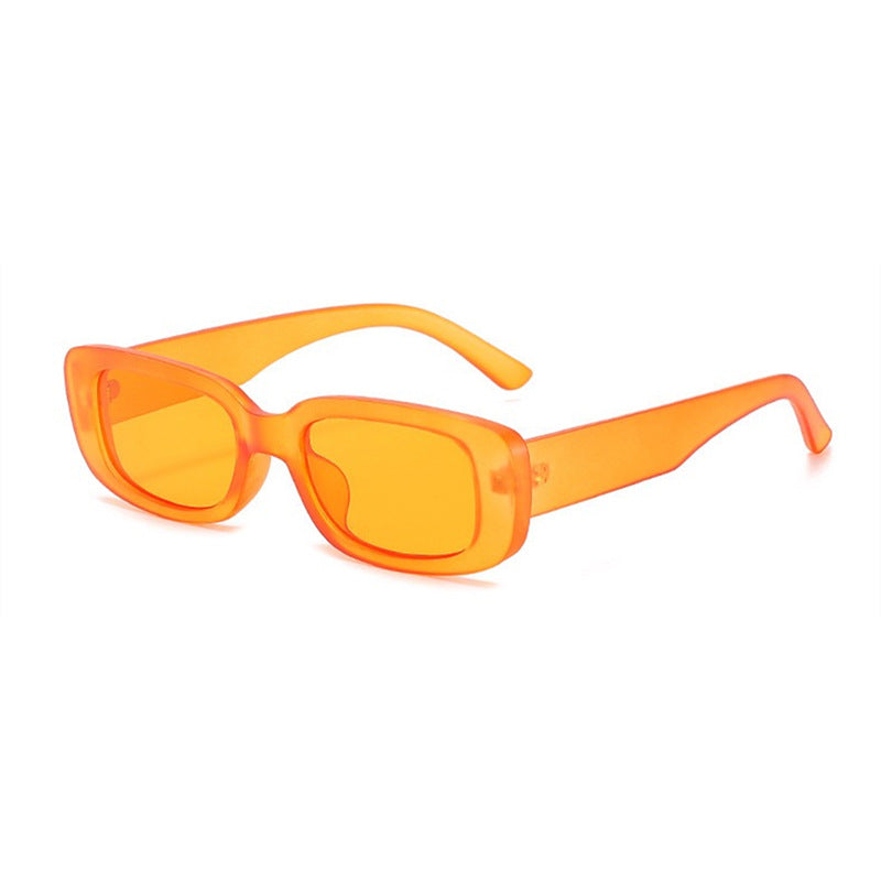 Gafas de sol rectangulares retro chunky, montura naranja lente naranja UV400 — Cientosiete