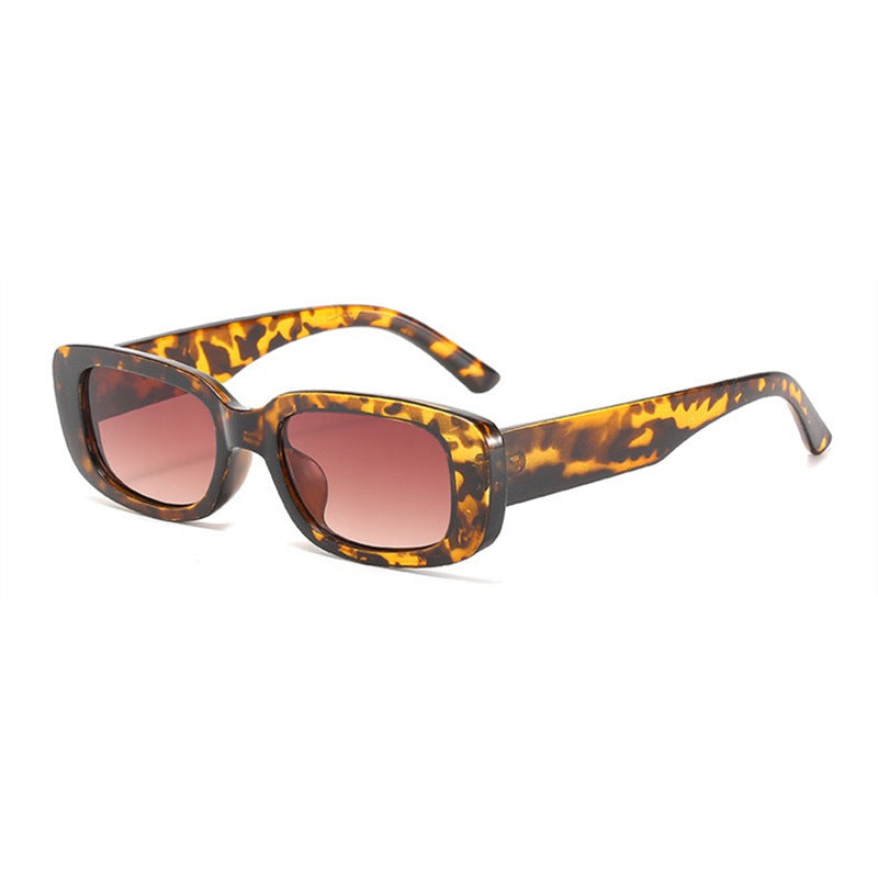 Gafas de sol rectangulares retro chunky, montura leopardo lente té UV400 — Cientosiete