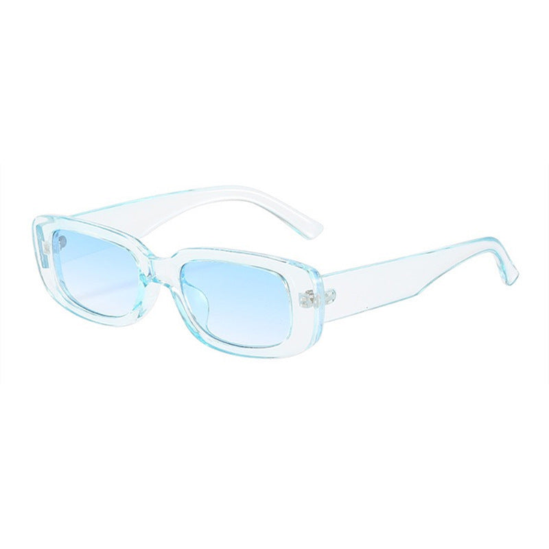 Gafas de sol rectangulares retro chunky, montura azul lente azul UV400 — Cientosiete