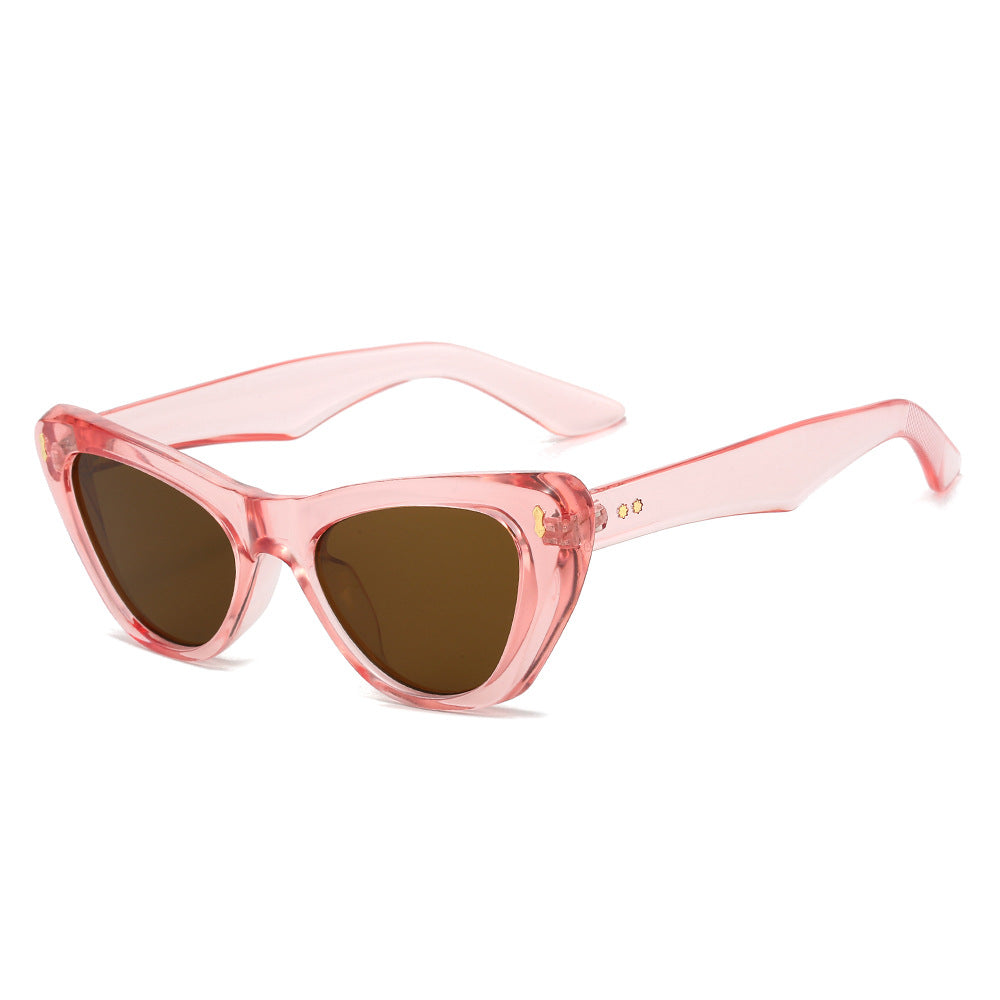 Gafas de sol cat-eye chunky en color rosa y té  — montura acetato con remaches dorados | Cientosiete