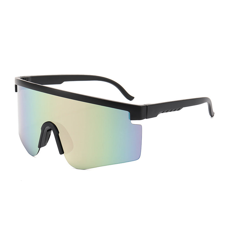 Gafas de sol deportivas estilo Pit Viper negro/rosa — lente espejada panorámica splatter | Cientosiete
