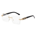 Gafas de Sol Sin Montura Rectangular — Detalle Pantera Dorada