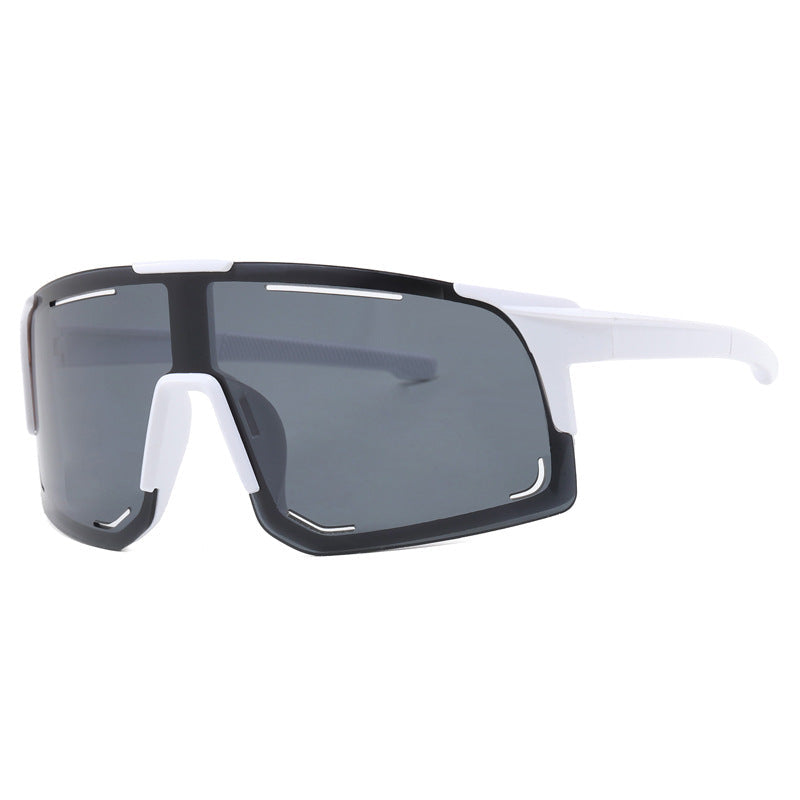 Gafas de sol deportivas shield gris — lente panorámica UV400 para ciclismo | Cientosiete
