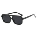 Gafas de sol aviador cuadrado doble puente negro/gris — estilo retro moderno | Cientosiete