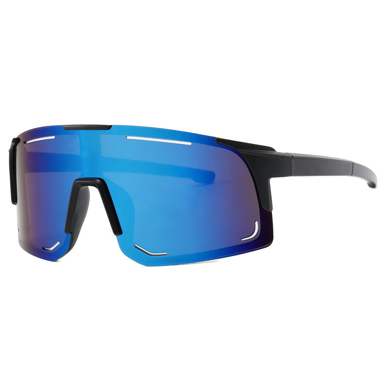 afas de sol deportivas shield azul espejado — lente panorámica UV400 para ciclismo | Cientosiete