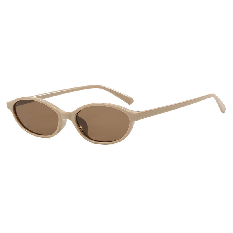 Gafas de sol ovaladas mini slim beige/marrón — montura ultrafina estilo 90s | Cientosiete