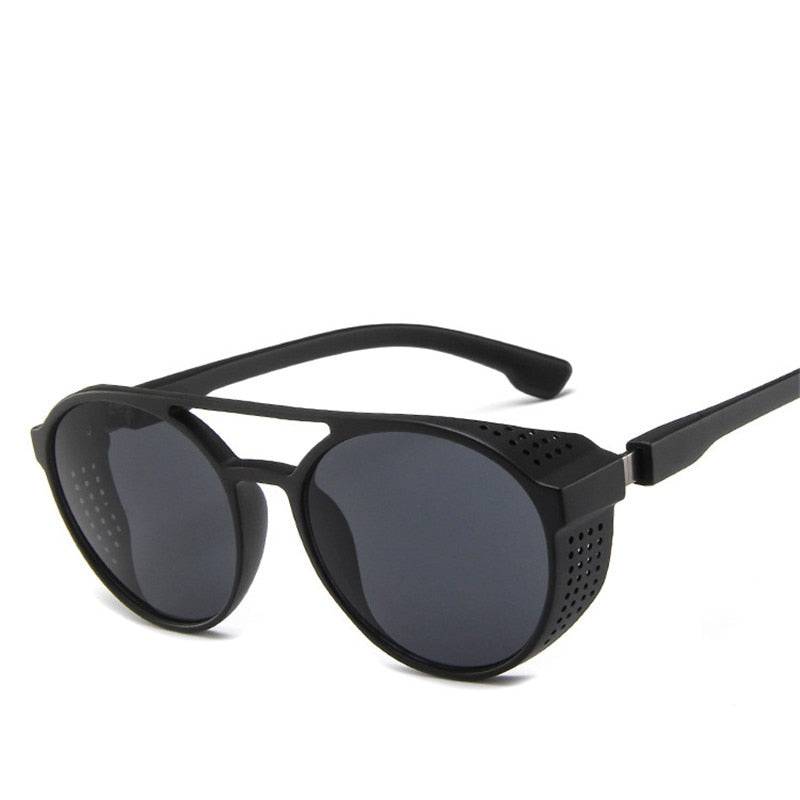Gafas de Sol Redondas Steampunk — Lente de Color con Protectores Laterales
