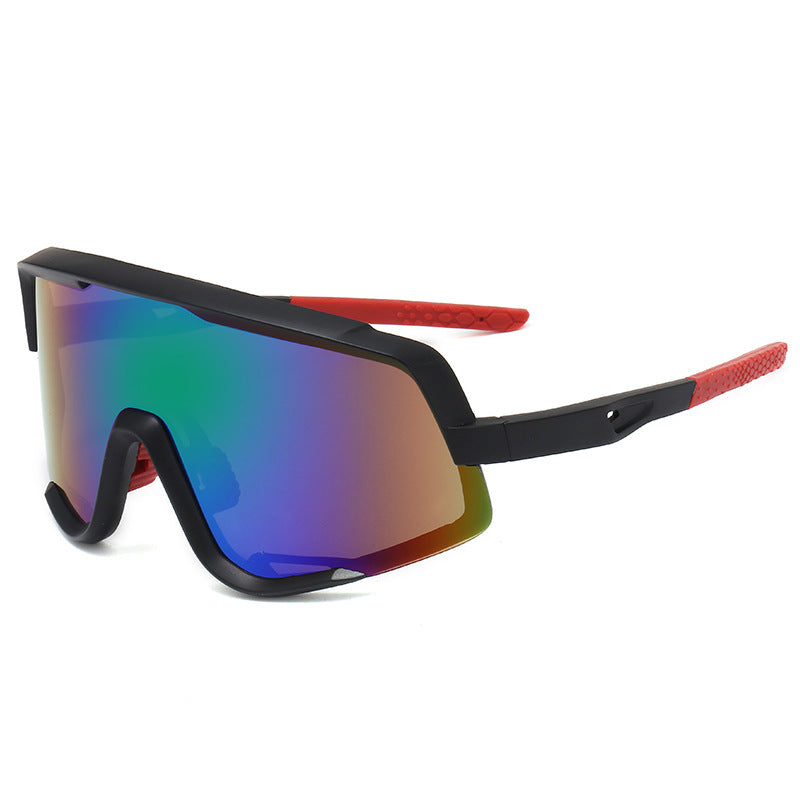 Gafas de sol deportivas shield negro/verde — lente panorámica espejada para ciclismo | Cientosiete