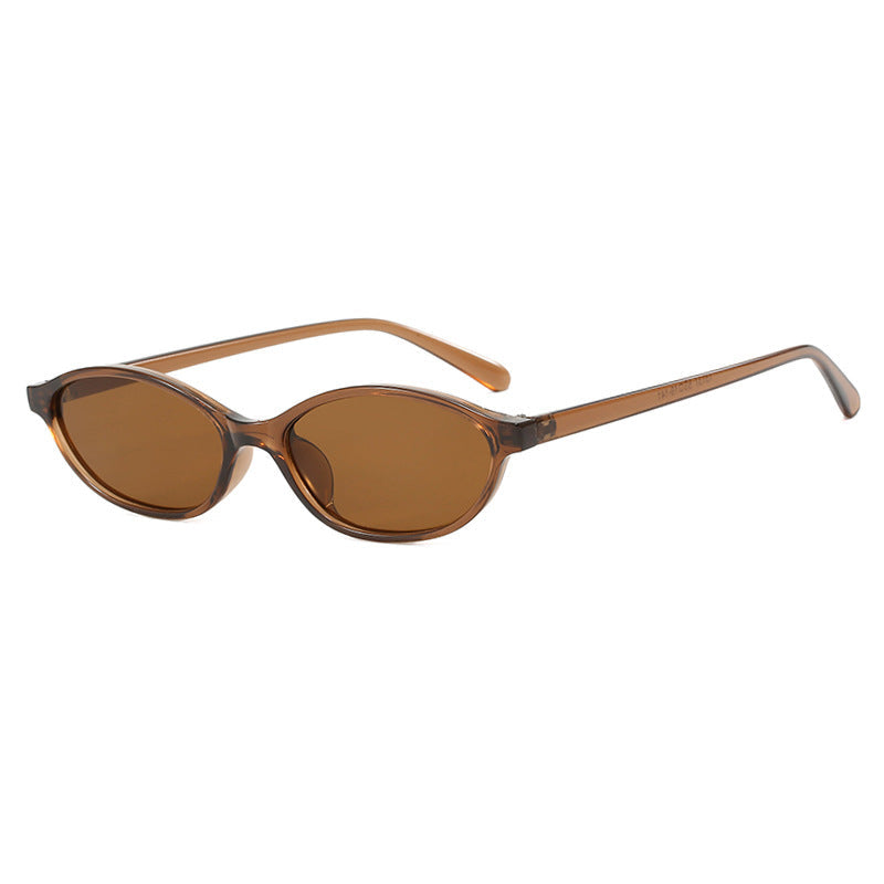Gafas de sol ovaladas mini slim marrón/marrón — montura ultrafina estilo 90s | Cientosiete