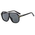 Gafas de sol oversize estilo maison negro/gris — doble puente detalle dorado | Cientosiete