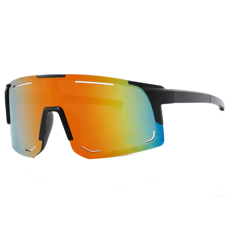 Gafas de sol deportivas shield naranja/multicolor — lente panorámica UV400 para ciclismo | Cientosiete
