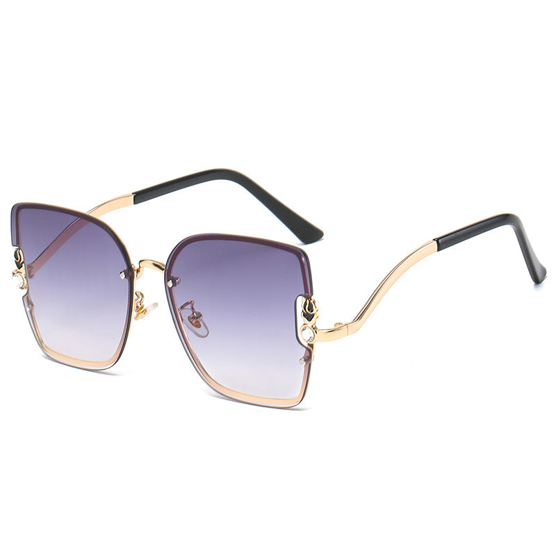 Gafas de Sol Semi-Sin Montura Dorada — Lente Degradada