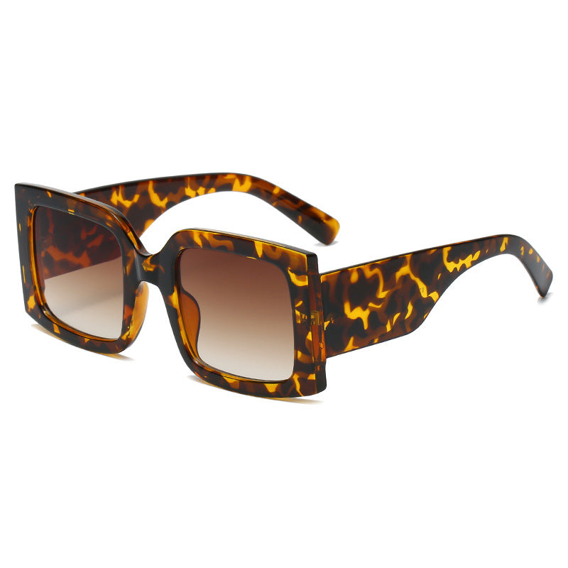 Gafas de sol cuadradas oversize chunky leopardo con doble marco interior — estilo maison | Cientosiete