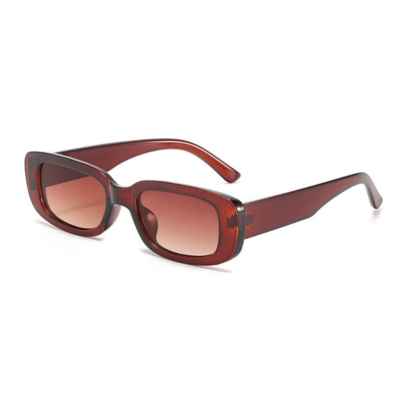 Gafas de sol rectangulares retro chunky, montura té lente té UV400 — Cientosiete