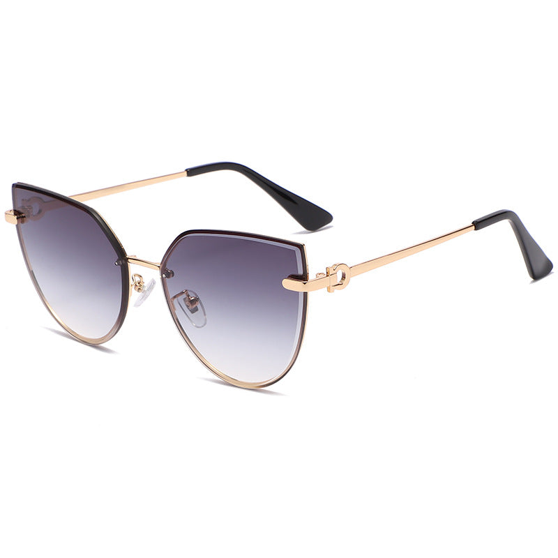 Gafas de Sol Cat-Eye Sin Montura — Patilla Dorada