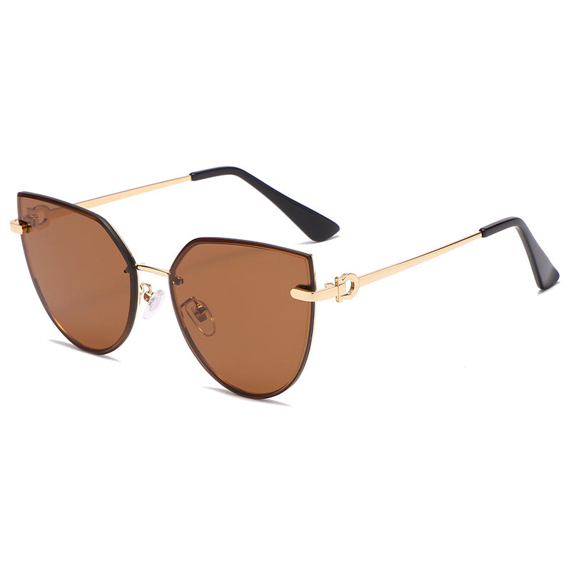 Gafas de Sol Cat-Eye Sin Montura — Patilla Dorada