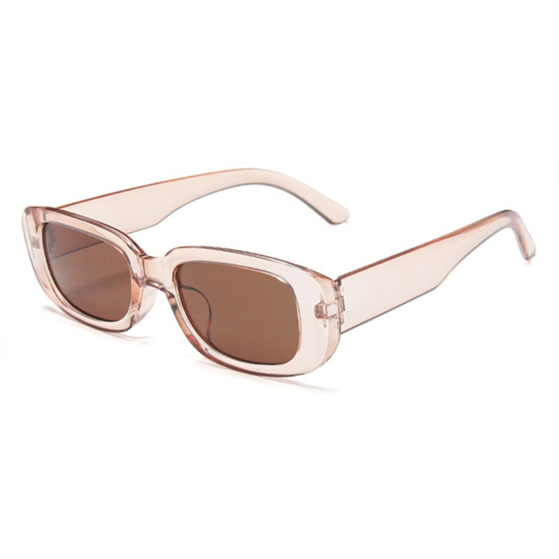 Gafas de sol rectangulares retro chunky, montura champán lente té UV400 — Cientosiete