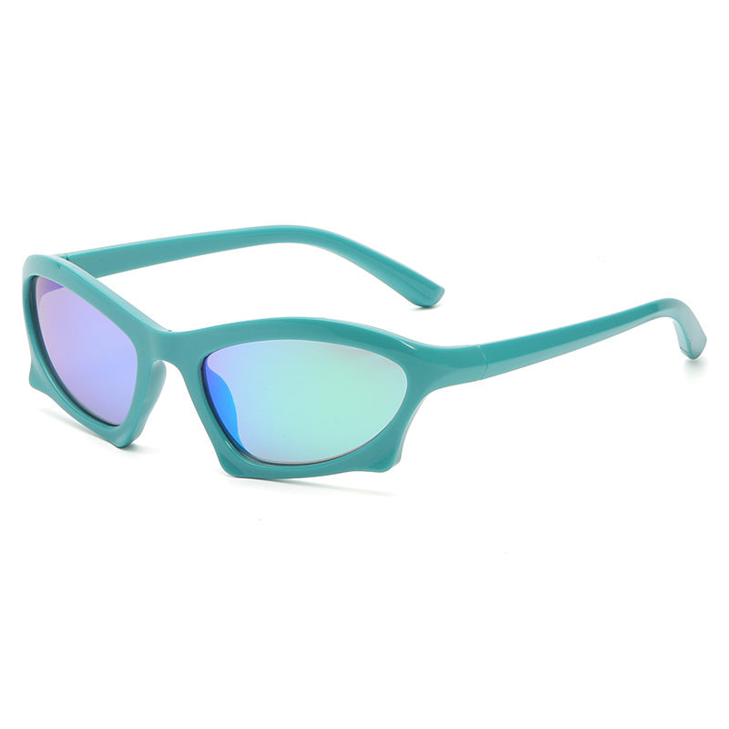 afas de sol deportivas Y2K wrap verdes con lente espejada verde — estilo festival | Cientosiete