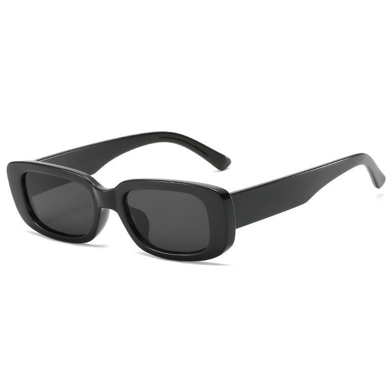 Gafas de sol rectangulares retro chunky, montura negra lente negra UV400 — Cientosiete