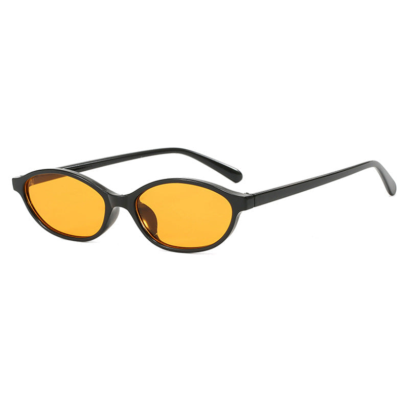 Gafas de sol ovaladas mini slim negro/naranja — montura ultrafina estilo 90s | Cientosiete