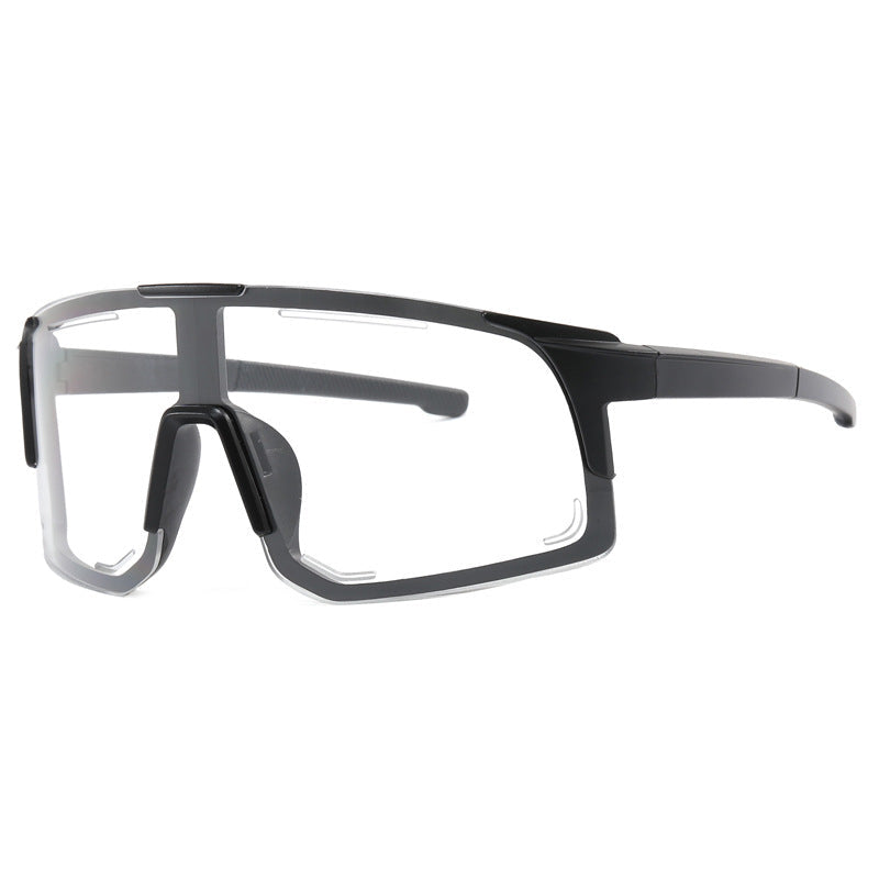 Gafas de sol deportivas shield transparente  — lente panorámica UV400 para ciclismo | Cientosiete

