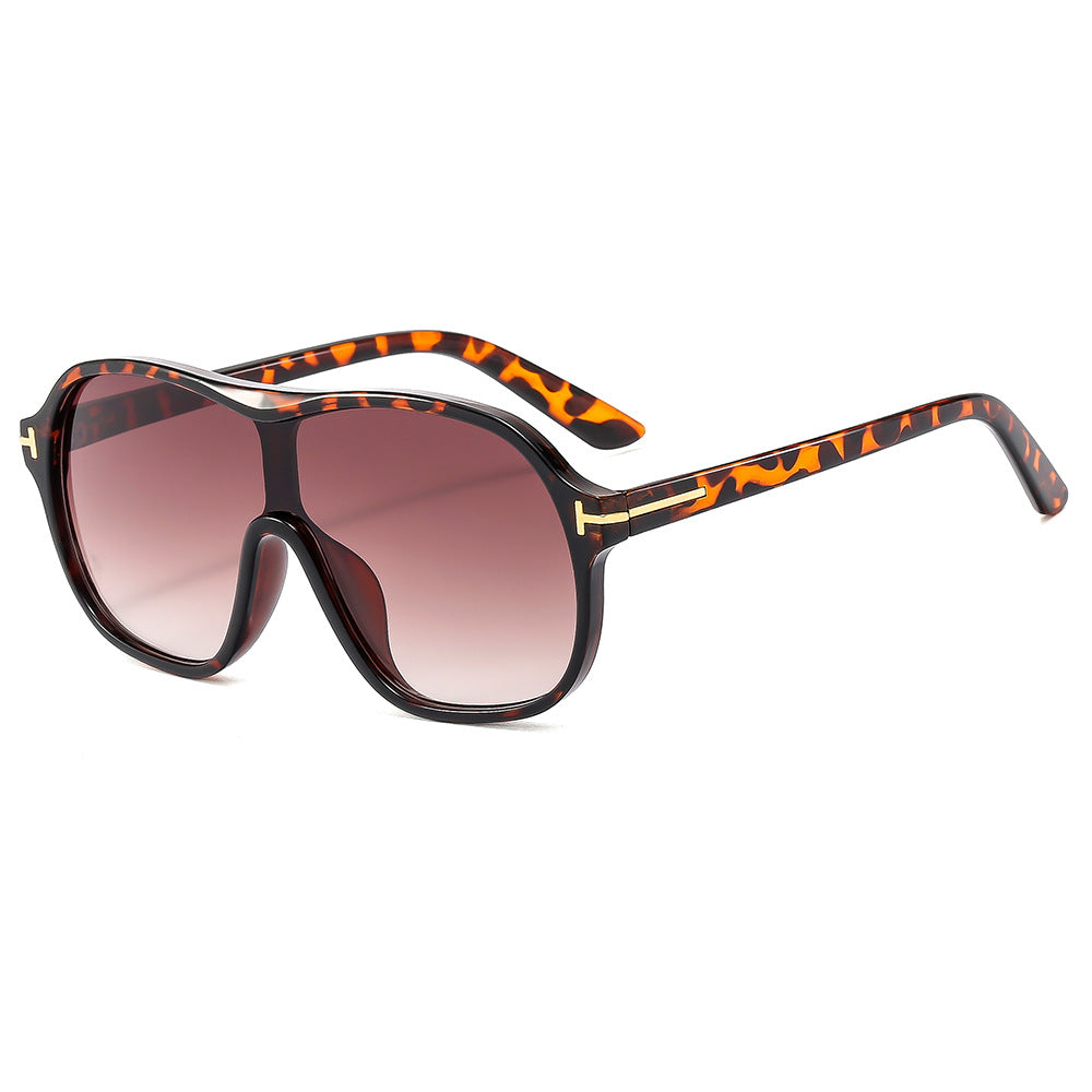 Gafas de sol oversize estilo maison leopardo/té degradado — doble puente detalle dorado | Cientosiete