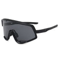 Gafas de sol deportivas shield negro/gris — lente panorámica espejada para ciclismo | Cientosiete