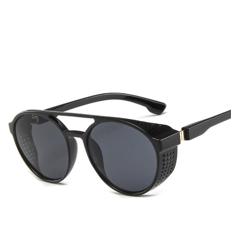 Gafas de Sol Redondas Steampunk — Lente de Color con Protectores Laterales