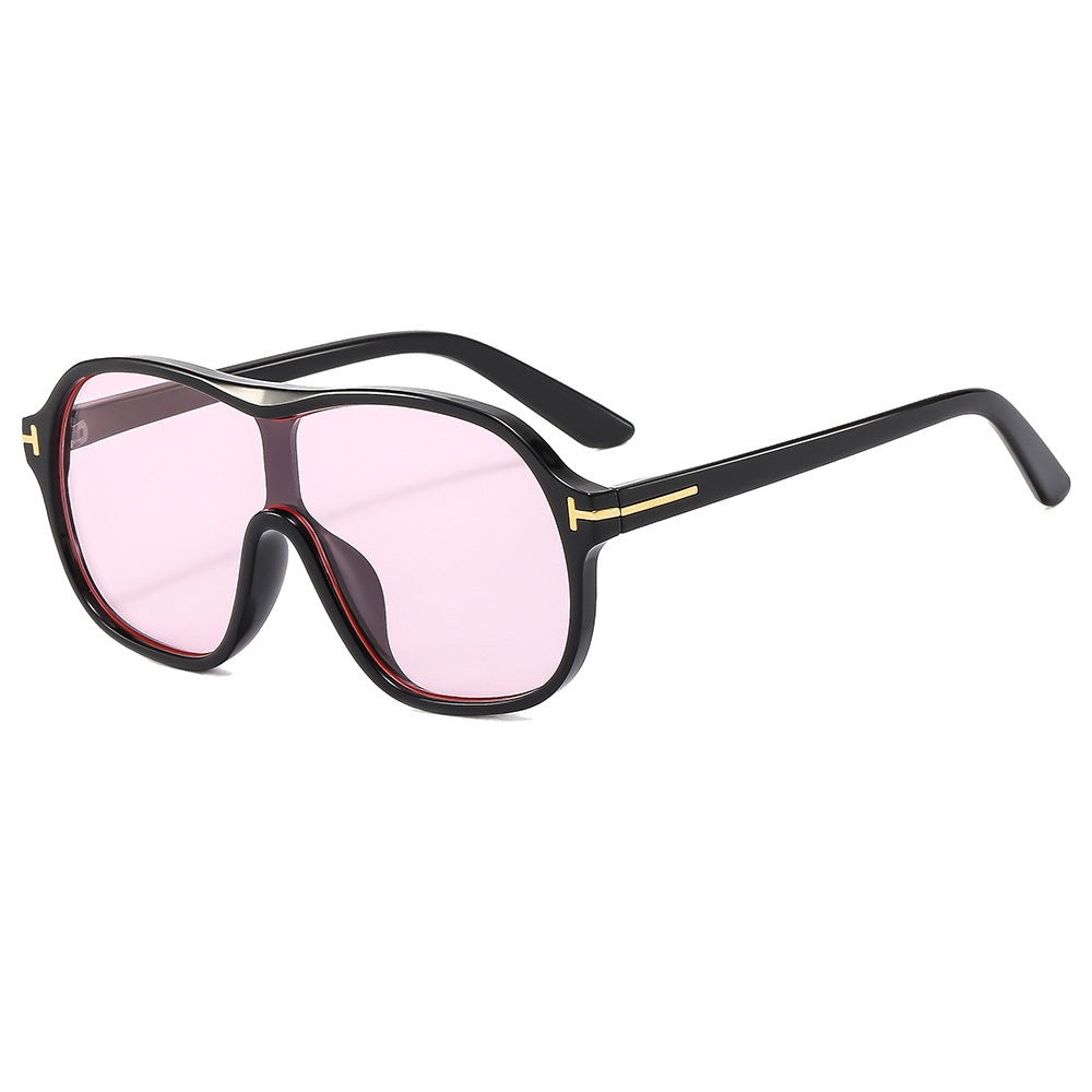  Gafas de sol oversize estilo maison negro/rosa — doble puente detalle dorado | Cientosiete