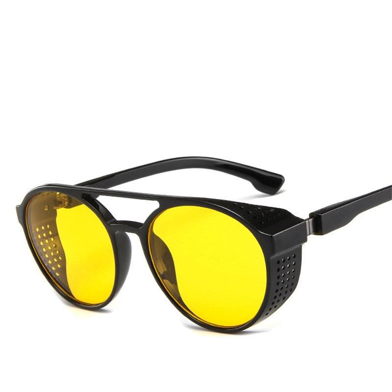 Gafas de Sol Redondas Steampunk — Lente de Color con Protectores Laterales