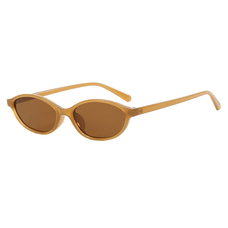 Gafas de sol ovaladas mini slim marrón/marrón — montura ultrafina estilo 90s | Cientosiete