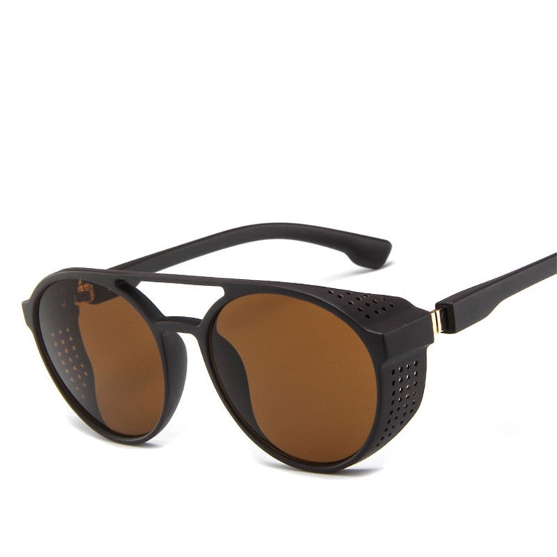 Gafas de Sol Redondas Steampunk — Lente de Color con Protectores Laterales